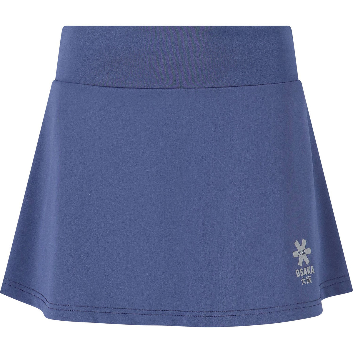 Vooraanzicht van de blauwe Osaka Women Floucy Skirt met brede taille en sterlogo
