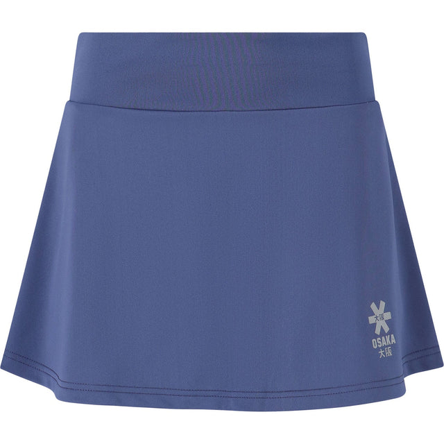Vooraanzicht van de blauwe Osaka Women Floucy Skirt met brede taille en sterlogo