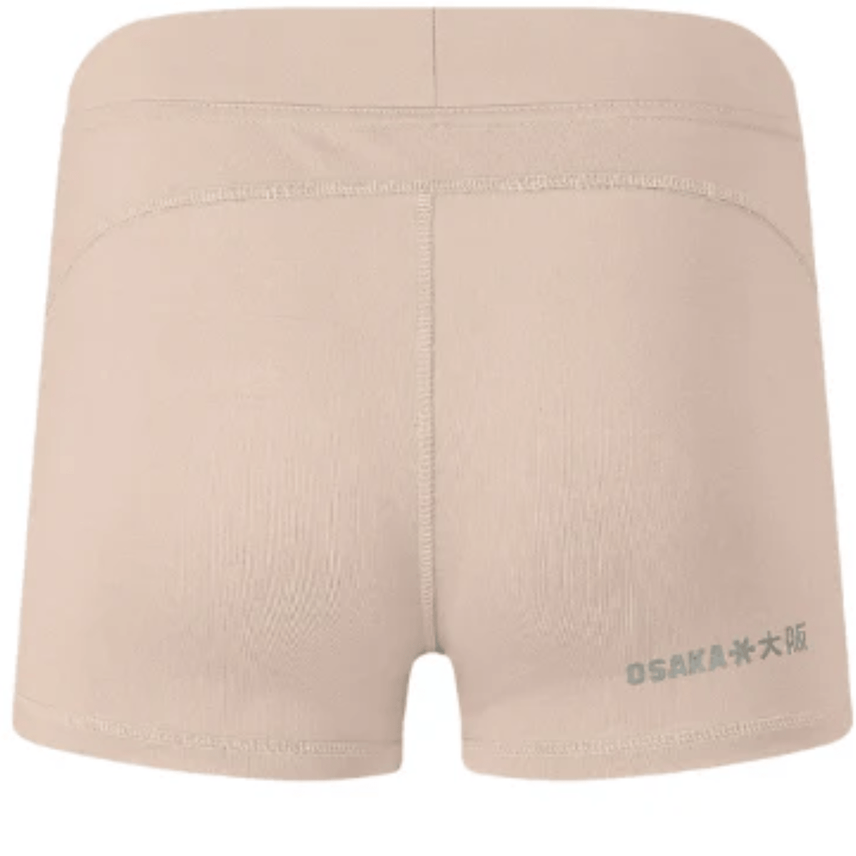 Achterkant van de beige Osaka Women Tech Short Thight met platte naden en logo