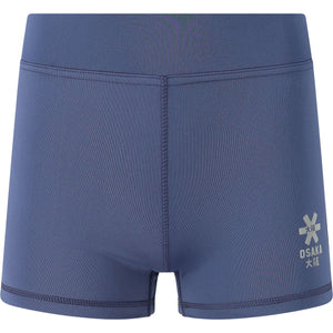 Vooraanzicht van de blauwe Osaka Women Tech Short Thight met brede tailleband