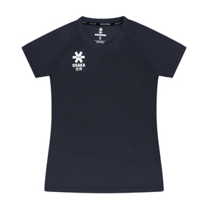 Osaka Training T-shirt voor dames in zwart, plat vooraanzicht met logo