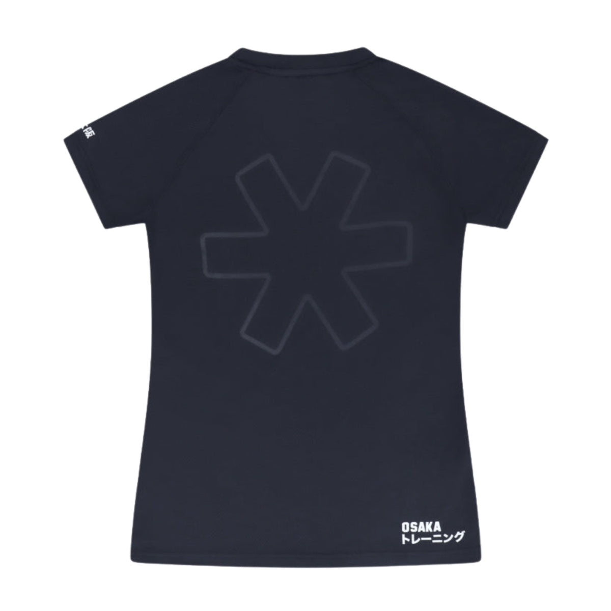 Plat achteraanzicht van het zwarte Osaka Training T-shirt met sterprint
