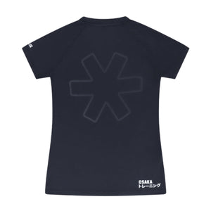 Plat achteraanzicht van het zwarte Osaka Training T-shirt met sterprint