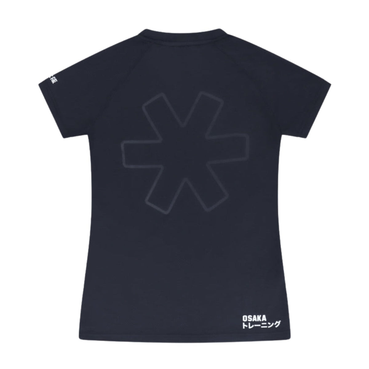 Plat achteraanzicht van het zwarte Osaka Training T-shirt met sterprint