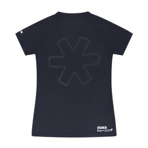 Plat achteraanzicht van het zwarte Osaka Training T-shirt met sterprint