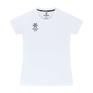 Osaka Training T-shirt voor dames in wit, plat vooraanzicht met logo