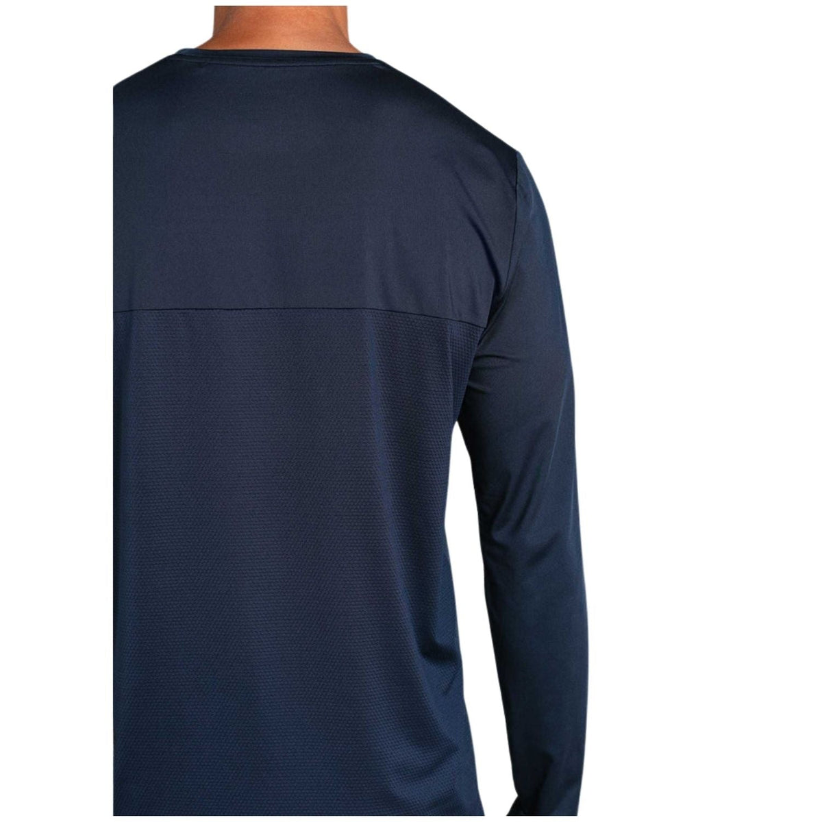 Achterzijde van de donkerblauwe RS Performance longsleeve voor heren