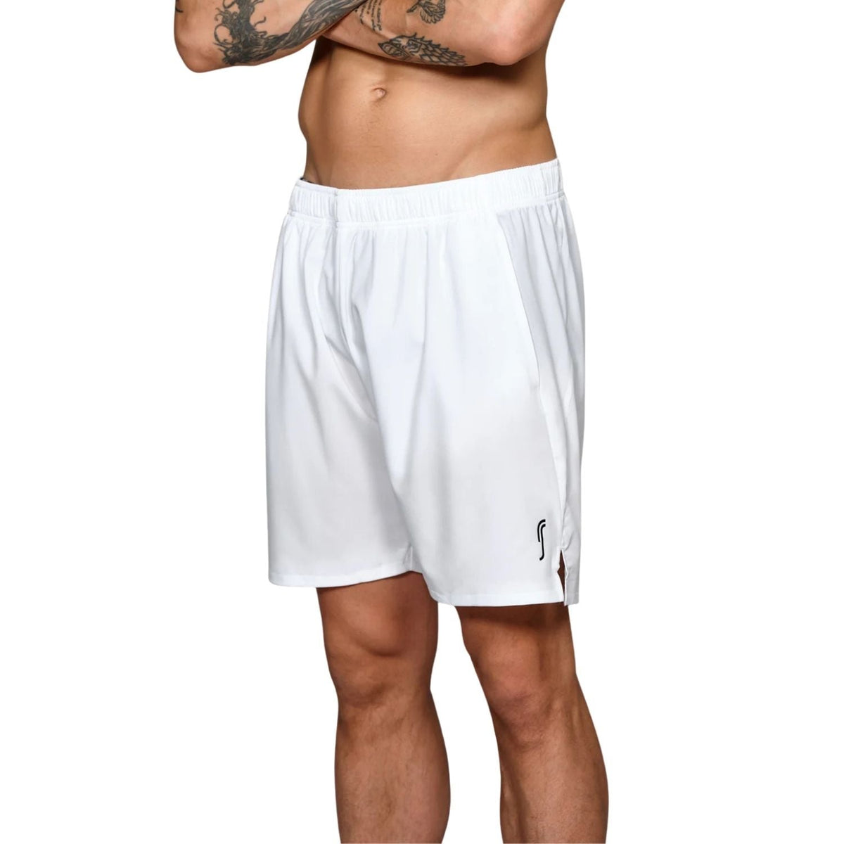 Witte RS Performance short met RS-logo op de linkerpijp, vooraanzicht