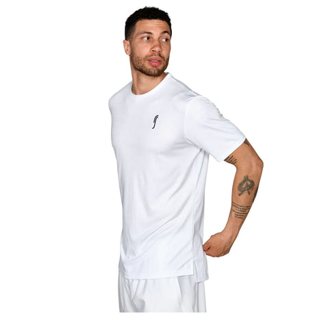 Wit RS Performance T-shirt gedragen door model, zijdelings vooraanzicht