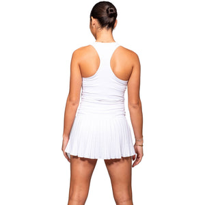 Achterzijde van het witte RS Women Court topje met racerback en witte rok