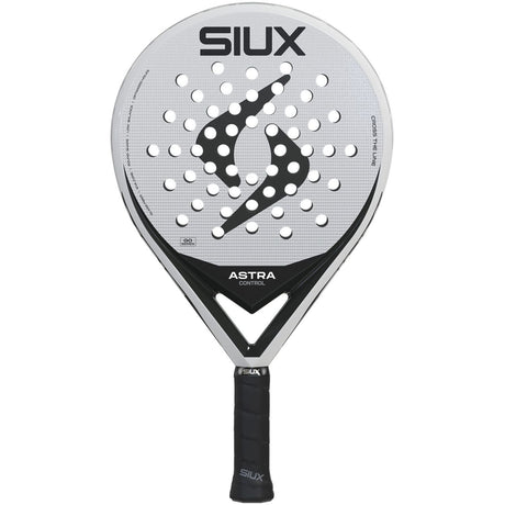 Siux Astra Ctrl 26 padelracket in wit met zwart SIUX-logo, vooraanzicht met rond slagvlak