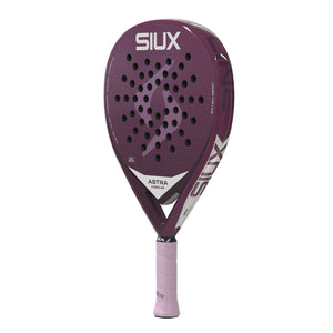 Siux Astra Hybrid Air 26 padelracket schuin vooraanzicht, druppelvorm in paars
