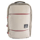 Vooraanzicht van de Siux Backpack Trail 2026 in beige met bordeauxrode ritsen en logolabel