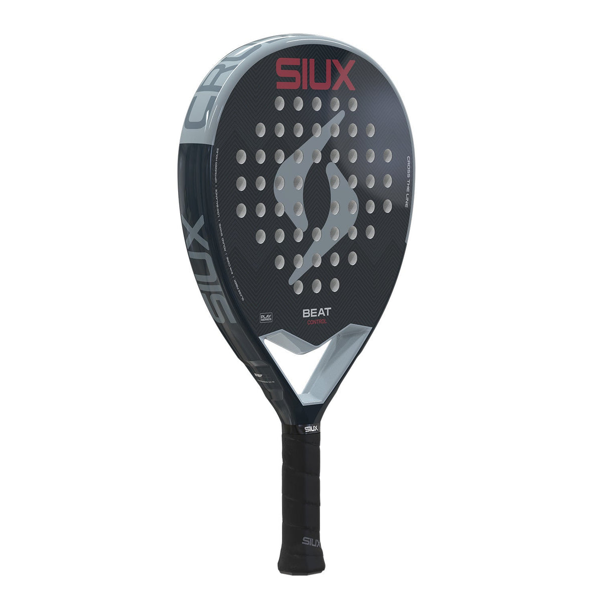 Siux Beat Control 3 26 padelracket licht gedraaid, zwart blad met witte driehoek