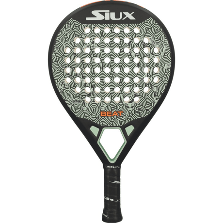 Siux Beat Control padelracket in zwart met groen en wit golfpatroon, vooraanzicht