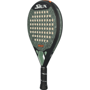 Siux Beat Control padelracket schuin vooraanzicht, druppelvorm in zwart met groen