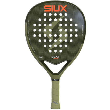 Siux Beat Hybrid 3 26 padelracket in legergroen met oranje SIUX-logo, vooraanzicht