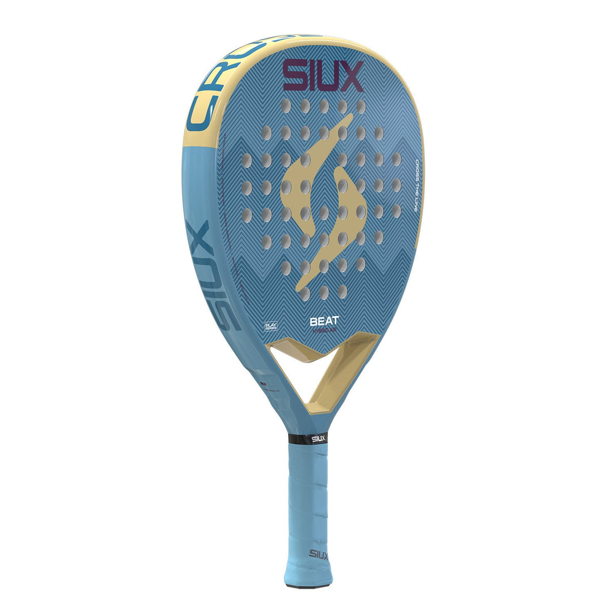Siux Beat Hybrid Air 3 26 padelracket licht gedraaid, blauw blad met gouden rand