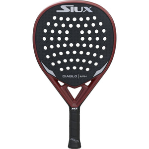 Siux Diablo Elite 4 padelracket in zwart met bordeauxrood frame, vooraanzicht