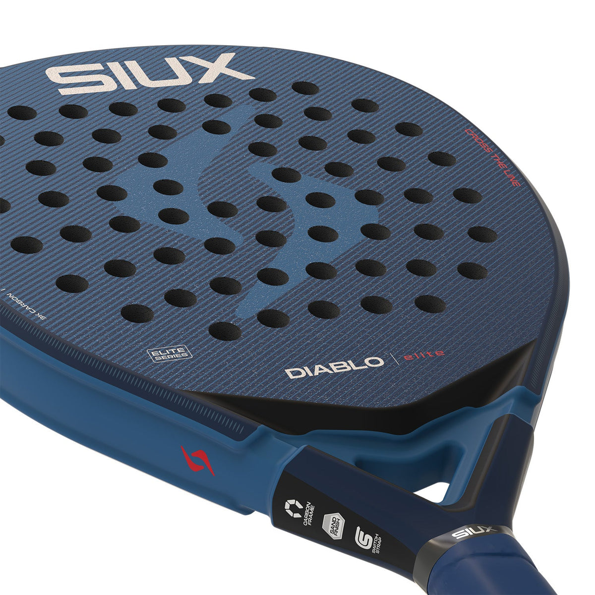 Close-up van het slagvlak van het Siux Diablo Elite 6 met opdruk DIABLO ELITE
