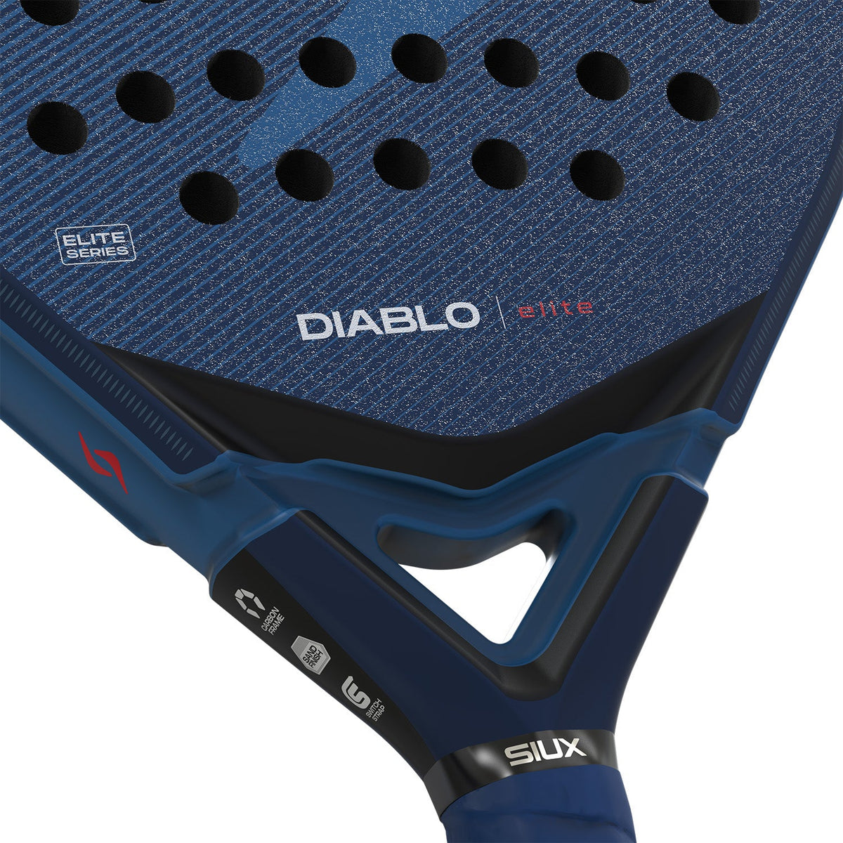 Detail van het hart van het Siux Diablo Elite 6 met de opdruk DIABLO ELITE in wit
