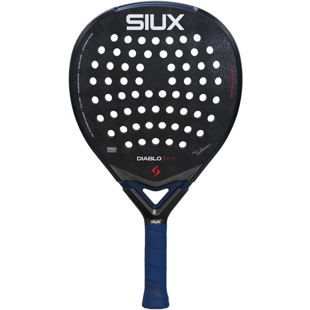 Siux Diablo Pro 26 padelracket in zwart met donkerblauw frame, vooraanzicht