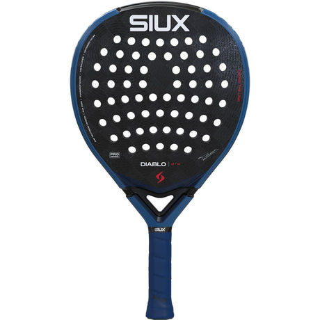 Siux Diablo Pro 26 padelracket in de blauwe uitvoering, vooraanzicht met wit logo