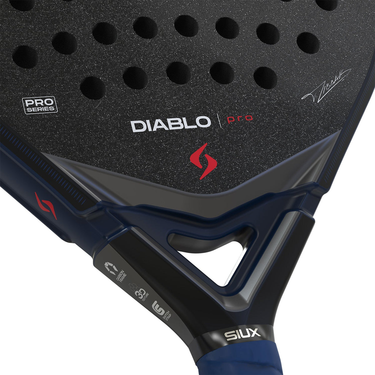 Detail van het hart van het Siux Diablo Pro 26 met de opdruk DIABLO PRO in wit