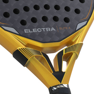 Detail van het gouden hart van het Siux Electra Elite 4 met opdruk ELECTRA ELITE 4