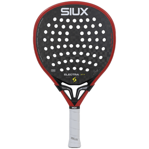 Siux Electra Pro 26 padelracket in de rode uitvoering, vooraanzicht met witte grip