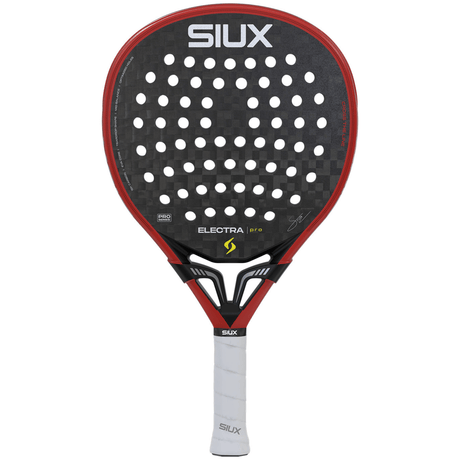 Siux Electra Pro 26 padelracket in de rode uitvoering, vooraanzicht met witte grip