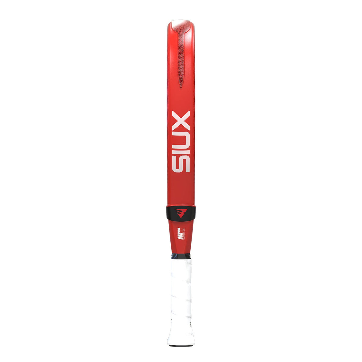 Zijaanzicht van de rode Siux Electra Pro 26 over de volle lengte met witte grip