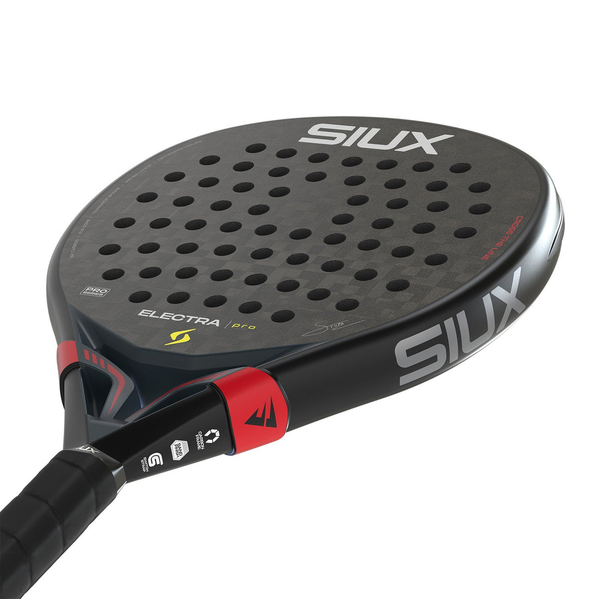 Liggend aanzicht van het Siux Electra Pro 26 met zwarte grip en wit SIUX-logo