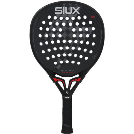 Siux Electra Pro SE Black 2026 padelracket in mat zwart met rood, vooraanzicht