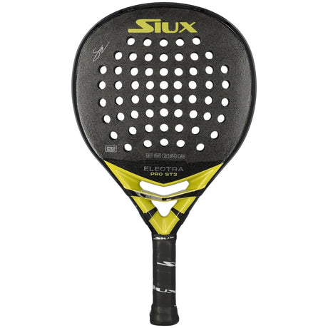 Siux Electra ST3 Pro padelracket in zwart met geel, vooraanzicht