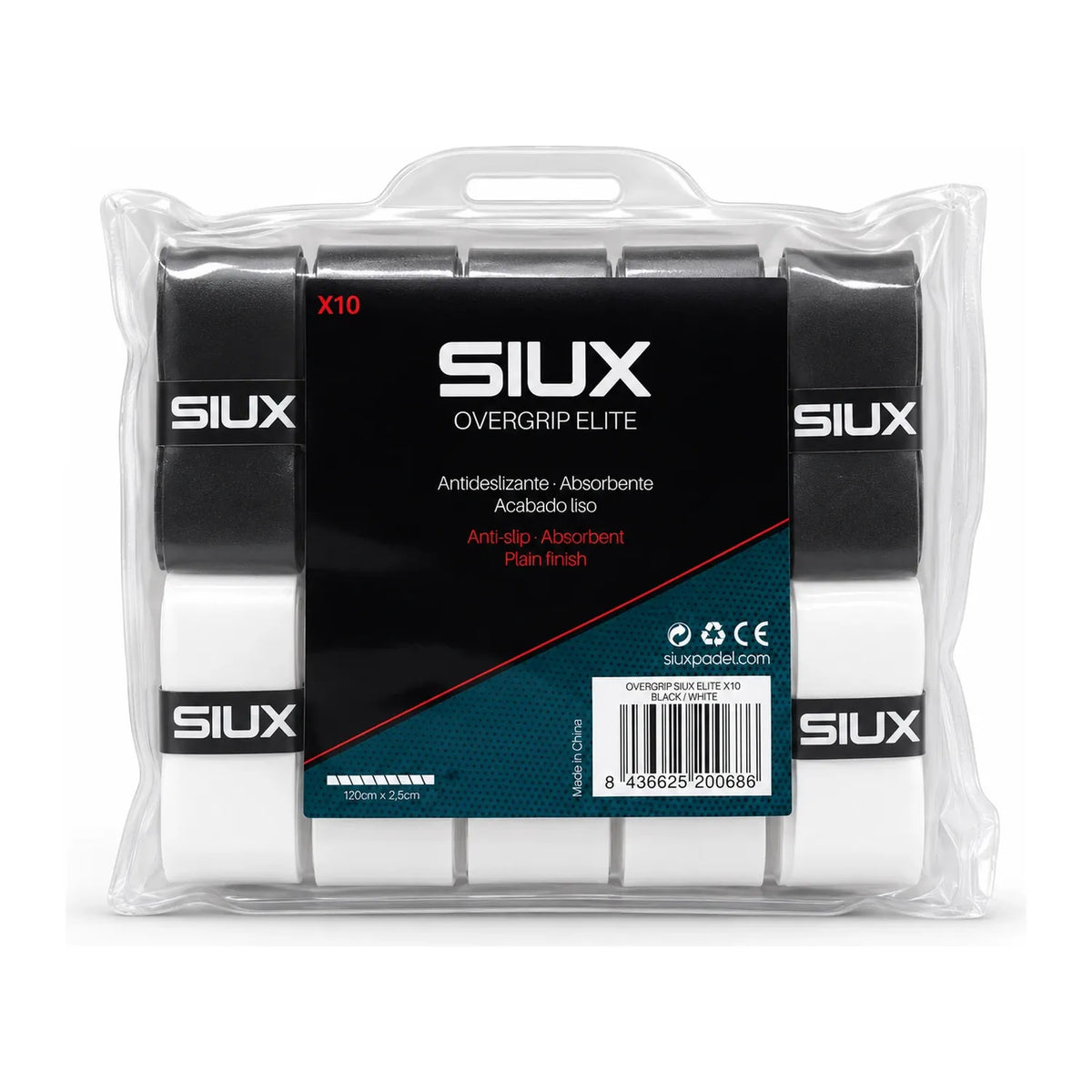 Siux Elite Overgrips X10 White and Black verpakking