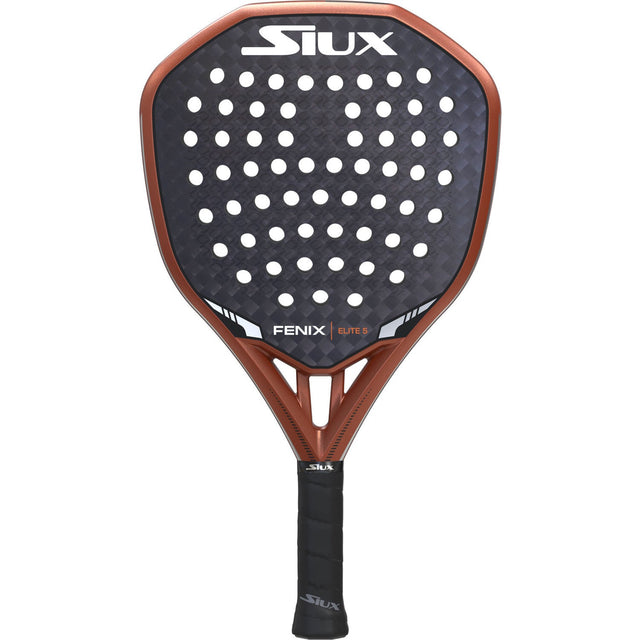 Siux Fenix Elite 5 padelracket in koperbruin met donkergrijs slagvlak, vooraanzicht