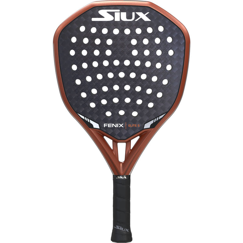 Siux Fenix Elite 5 padelracket in koperbruin met donkergrijs slagvlak, vooraanzicht