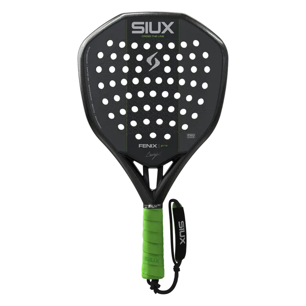 Siux Fenix Pro 2027 Black padelracket, vooraanzicht