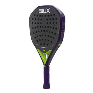 Siux Fenix Pro 26 padelracket schuin vooraanzicht, diamantvorm in paars en groen