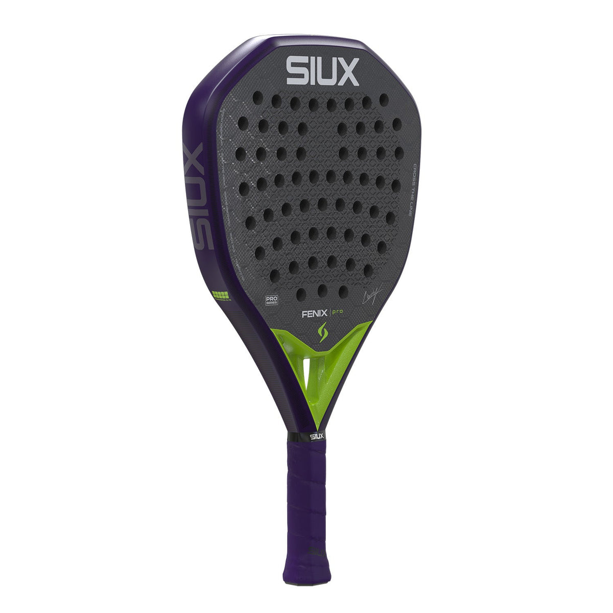 Siux Fenix Pro 26 padelracket licht gedraaid, paars blad met wit SIUX-logo