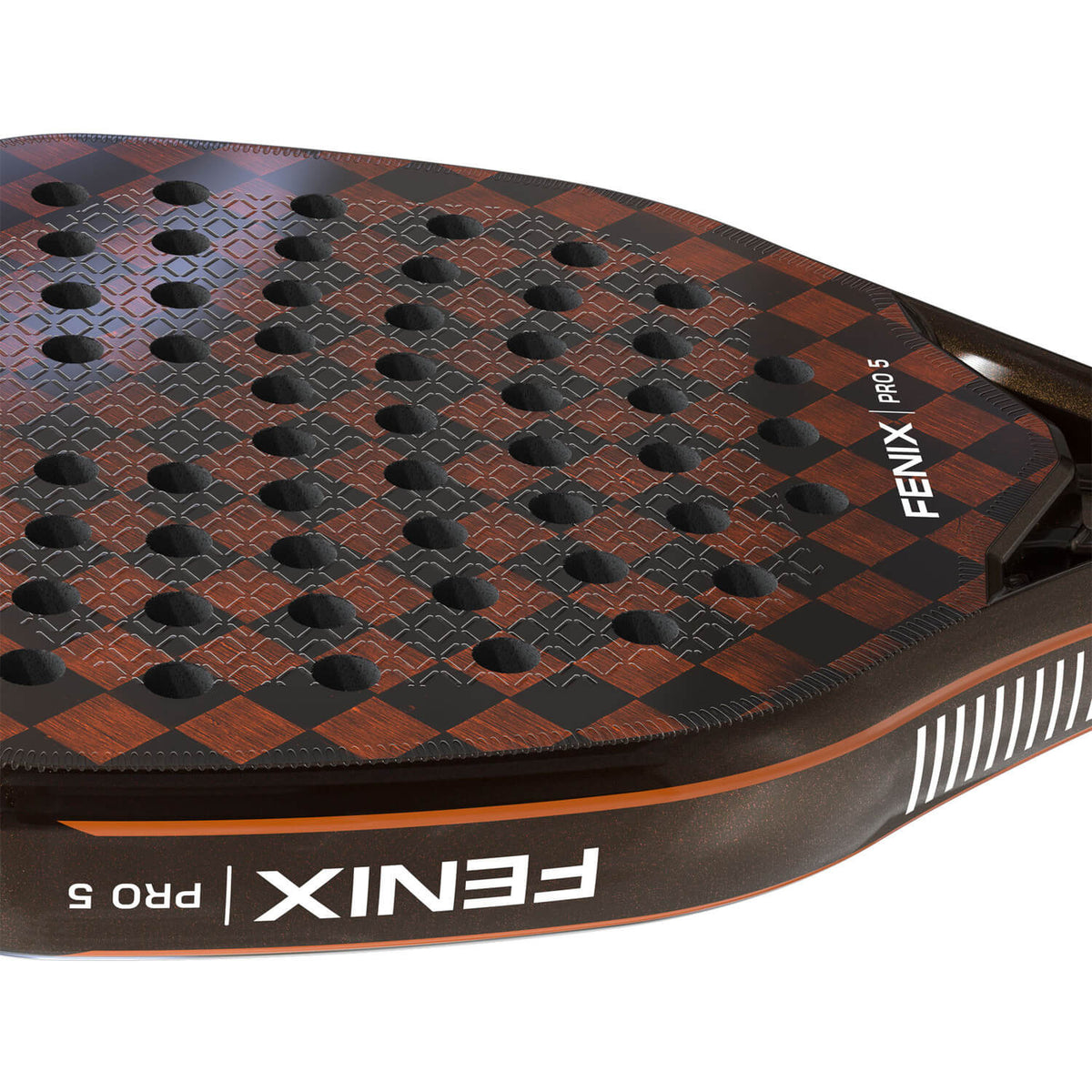 Siux Fenix Pro 5 padelracket liggend met Fenix Pro 5-belettering op de framerand