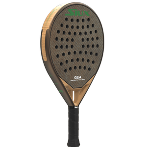 Siux Gea dames padelracket schuin vooraanzicht, rondvorm in natuurlijke bruintinten