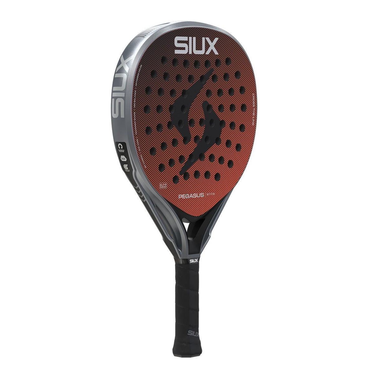 Siux Pegasus Elite 4 padelracket licht gedraaid, terracotta blad met grijze rand