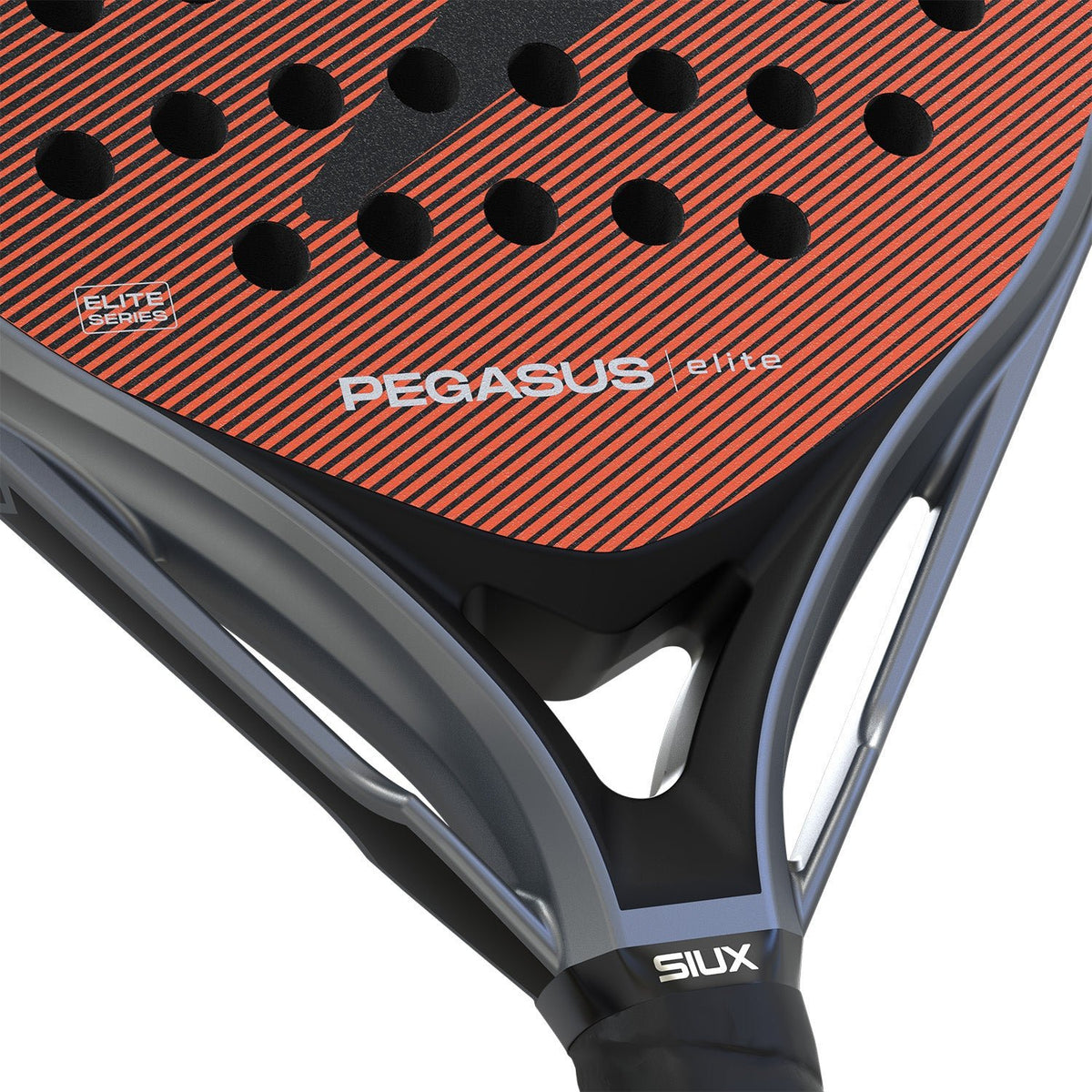 Detail van het hart van het Siux Pegasus Elite 4 met de opdruk PEGASUS in wit