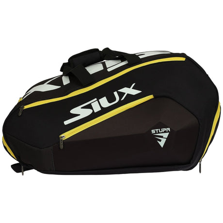 Siux Electra Stupa rackettas in zwart met gele en witte accenten, zijaanzicht