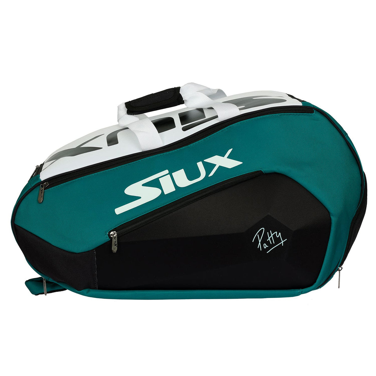 Siux Trilogy Patty rackettas in turquoise met zwart en wit, zijaanzicht