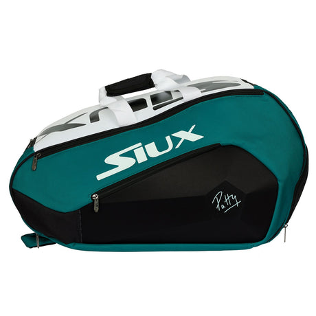 Siux Trilogy Patty rackettas in turquoise met zwart en wit, zijaanzicht