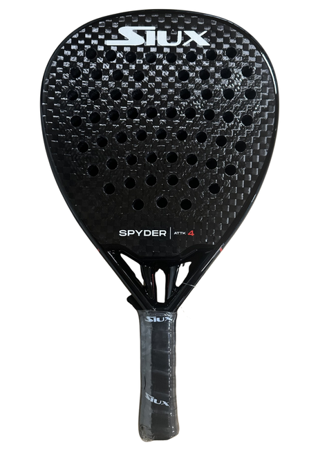 Siux Spyder 4 Attack padelracket in mat zwart carbon, vooraanzicht