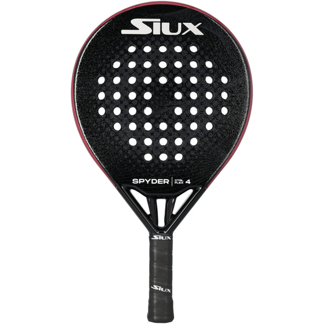Siux Spyder Control 4 padelracket in zwart met bordeauxrode rand, vooraanzicht
